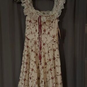 Floral Lace Trim Dress